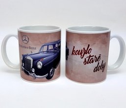 Porcelnov bl hrnek s celo obtiskem - Auto Mercedes-Benz