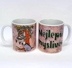 Porcelnov bl hrnek s celo obtiskem - Nejlep myslivec