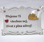 Devn deska 23x16cm bl s npisem - Pejeme Ti vechno nej - my na lhvi